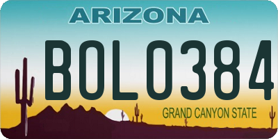 AZ license plate BOL0384