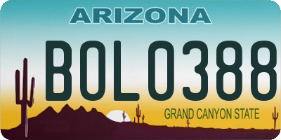 AZ license plate BOL0388