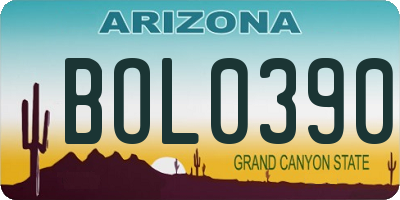 AZ license plate BOL0390