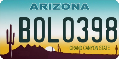 AZ license plate BOL0398