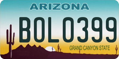 AZ license plate BOL0399