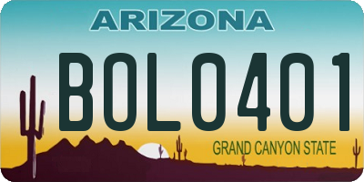 AZ license plate BOL0401