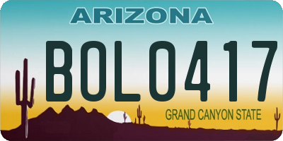 AZ license plate BOL0417