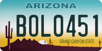 AZ license plate BOL0451