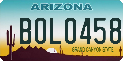 AZ license plate BOL0458
