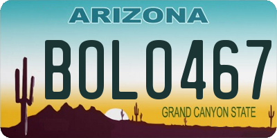 AZ license plate BOL0467