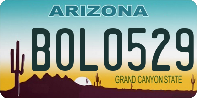 AZ license plate BOL0529