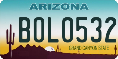 AZ license plate BOL0532