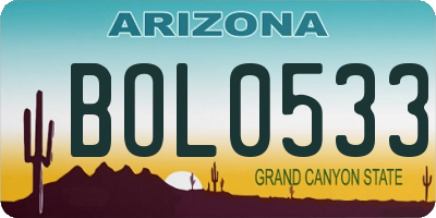 AZ license plate BOL0533