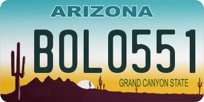 AZ license plate BOL0551