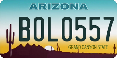 AZ license plate BOL0557