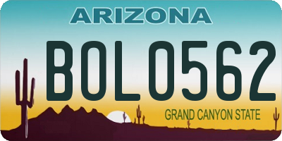 AZ license plate BOL0562