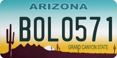 AZ license plate BOL0571