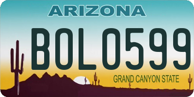 AZ license plate BOL0599