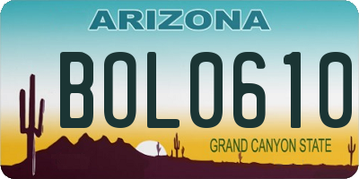 AZ license plate BOL0610
