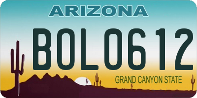 AZ license plate BOL0612