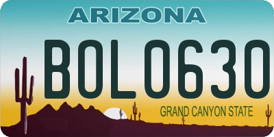 AZ license plate BOL0630