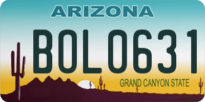 AZ license plate BOL0631