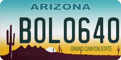 AZ license plate BOL0640