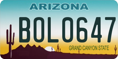 AZ license plate BOL0647