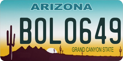 AZ license plate BOL0649