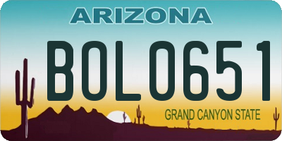 AZ license plate BOL0651