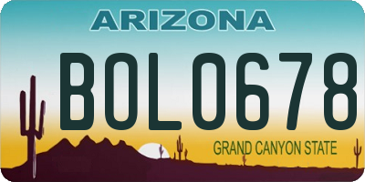 AZ license plate BOL0678