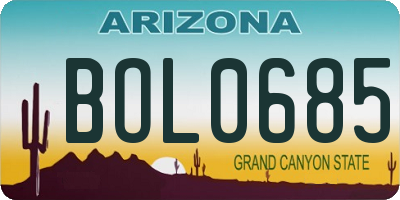 AZ license plate BOL0685