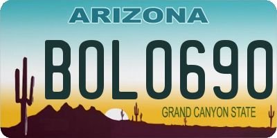 AZ license plate BOL0690