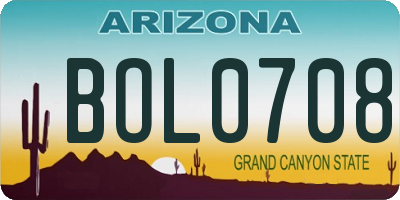 AZ license plate BOL0708