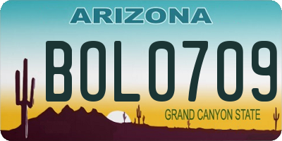 AZ license plate BOL0709