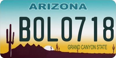 AZ license plate BOL0718