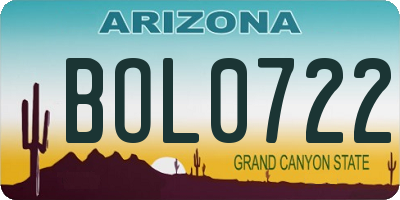 AZ license plate BOL0722