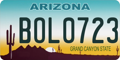 AZ license plate BOL0723