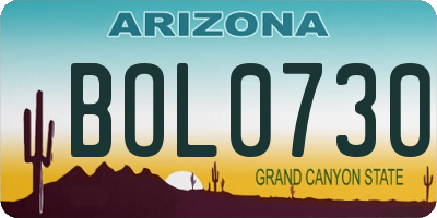 AZ license plate BOL0730