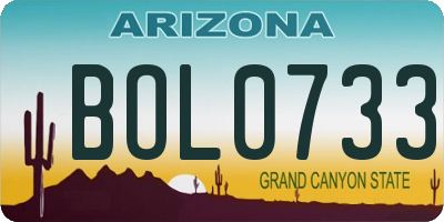 AZ license plate BOL0733