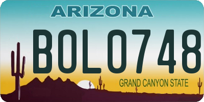 AZ license plate BOL0748