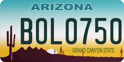 AZ license plate BOL0750