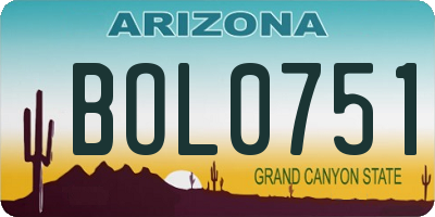 AZ license plate BOL0751