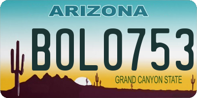 AZ license plate BOL0753