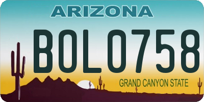 AZ license plate BOL0758