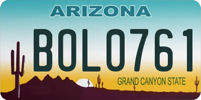 AZ license plate BOL0761