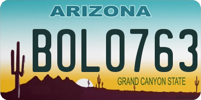 AZ license plate BOL0763