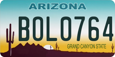 AZ license plate BOL0764