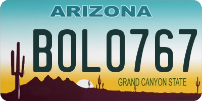 AZ license plate BOL0767
