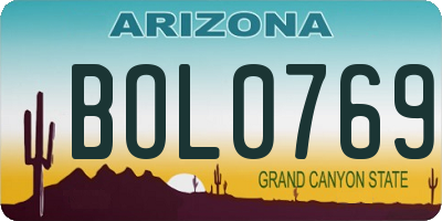 AZ license plate BOL0769