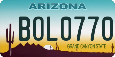 AZ license plate BOL0770