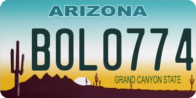 AZ license plate BOL0774