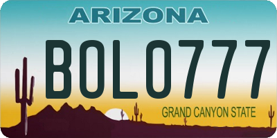 AZ license plate BOL0777