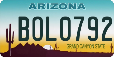 AZ license plate BOL0792